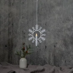 STAR TRADING Dekorationsbelysning|Julepynt > Flamme Snow LED-dekorationslampe med vokslys