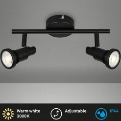 Briloner Loftlamper > Flamo LED-loftspot IP44 2 lyskilder justeres, sort