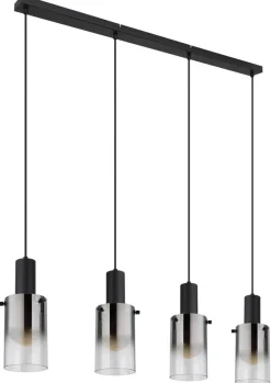 Pendellamper ^ Globo Florentina hængelampe, længde 103 cm, røggrå, glas, 4 lyskilder.