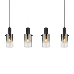 Pendellamper ^ Globo Florentina hængelampe, længde 103 cm, røggrå, glas, 4 lyskilder.