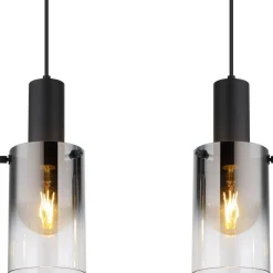 Pendellamper ^ Globo Florentina hængelampe, længde 103 cm, røggrå, glas, 4 lyskilder.