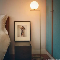 Gulvlamper|Gulvlamper ^ FLOS IC F1 gulvlampe, børstet messing