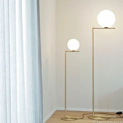 Gulvlamper|Gulvlamper ^ FLOS IC F1 gulvlampe, børstet messing