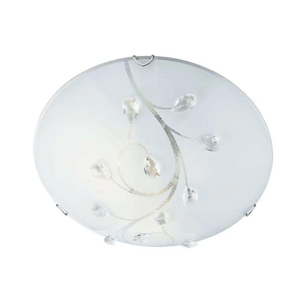 Loftlamper ^ Searchlight Flush Flower loftlampe af glas, Ø 30 cm