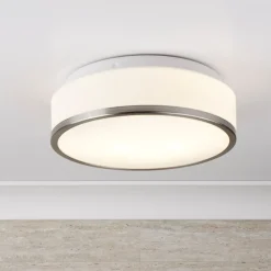 Searchlight Loftlamper > Flush loftlampe IP44, Ø 28 cm, satineret sølv