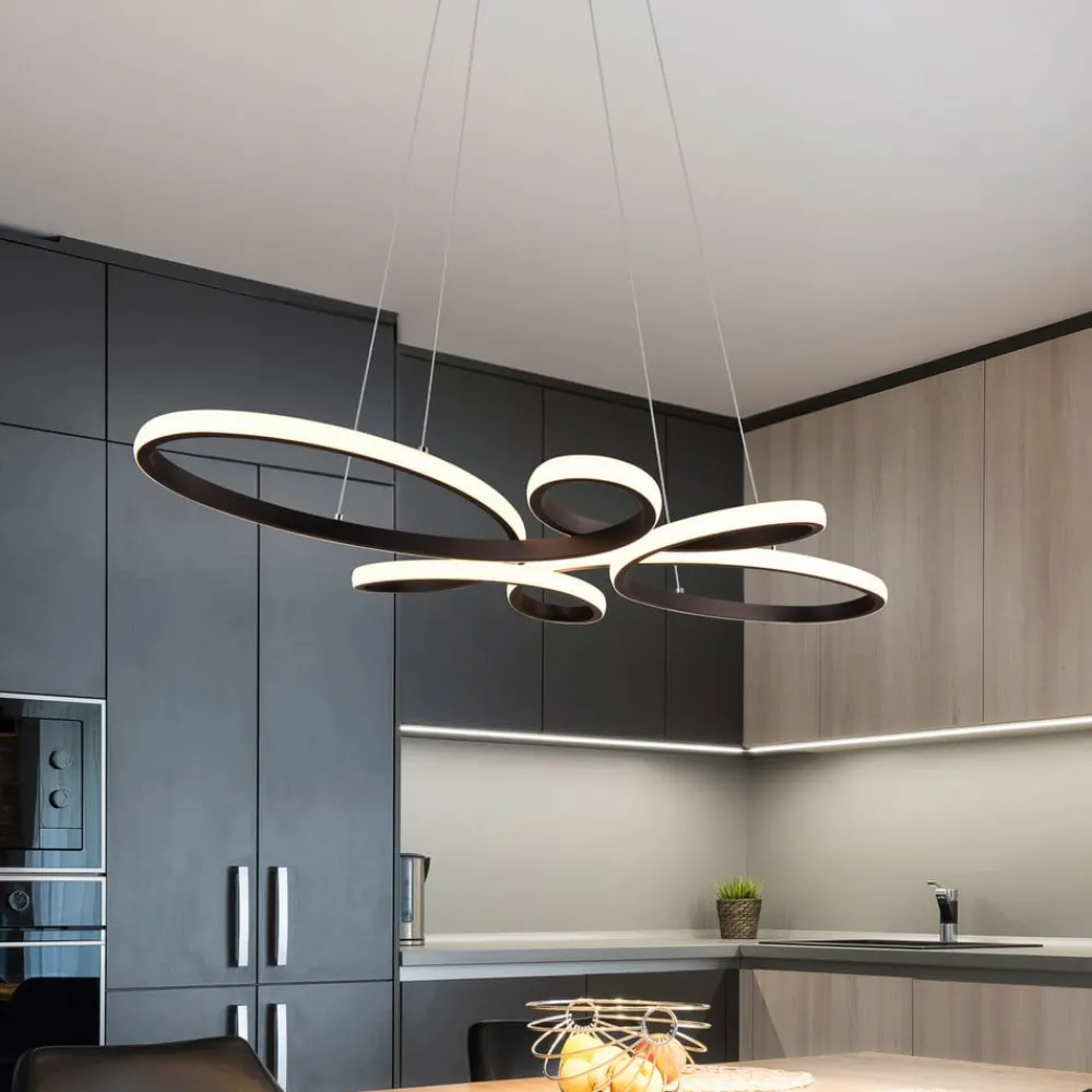 Pendellamper|Pendellamper ^ Trio Lighting Fly LED-pendel, mat sort, 3.000 K, 83 cm x 45 cm