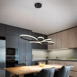 Pendellamper|Pendellamper ^ Trio Lighting Fly LED-pendel, mat sort, 3.000 K, 83 cm x 45 cm
