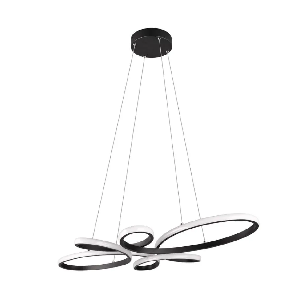 Pendellamper|Pendellamper ^ Trio Lighting Fly LED-pendel, mat sort, 3.000 K, 83 cm x 45 cm