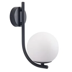 Forlight Væg- Og Spejllamper|Væglamper > væglampe Sfera Single, sort, glas, bredde 12 cm