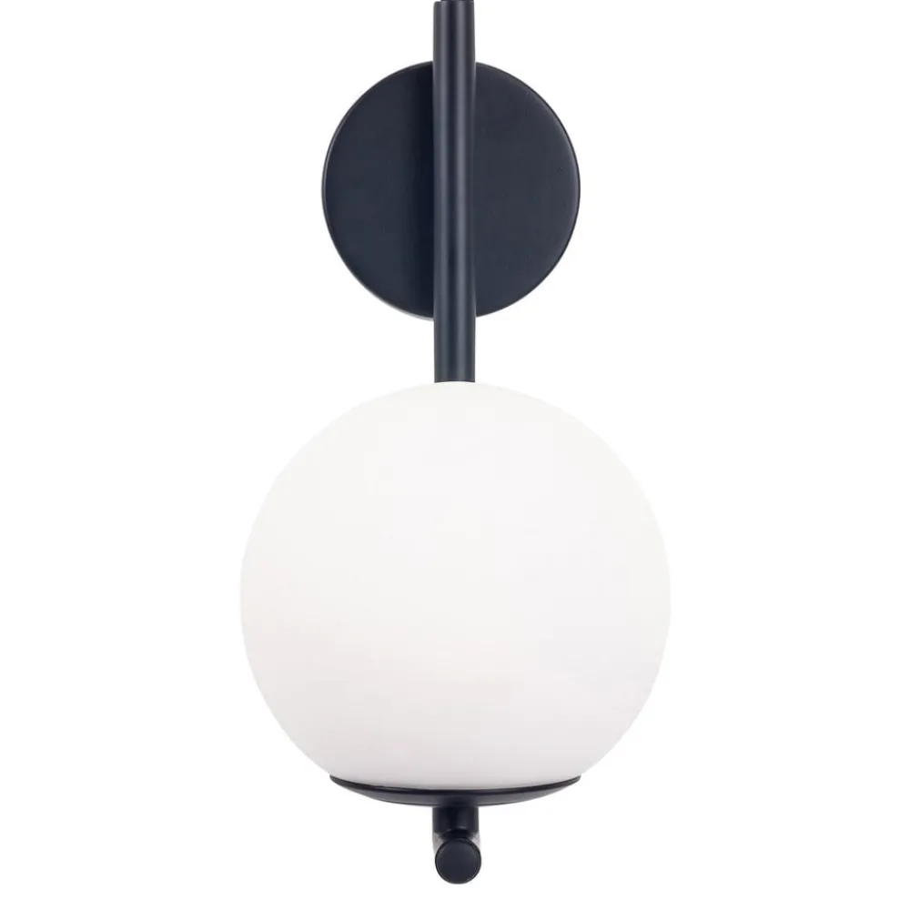 Forlight Væg- Og Spejllamper|Væglamper > væglampe Sfera Single, sort, glas, bredde 12 cm