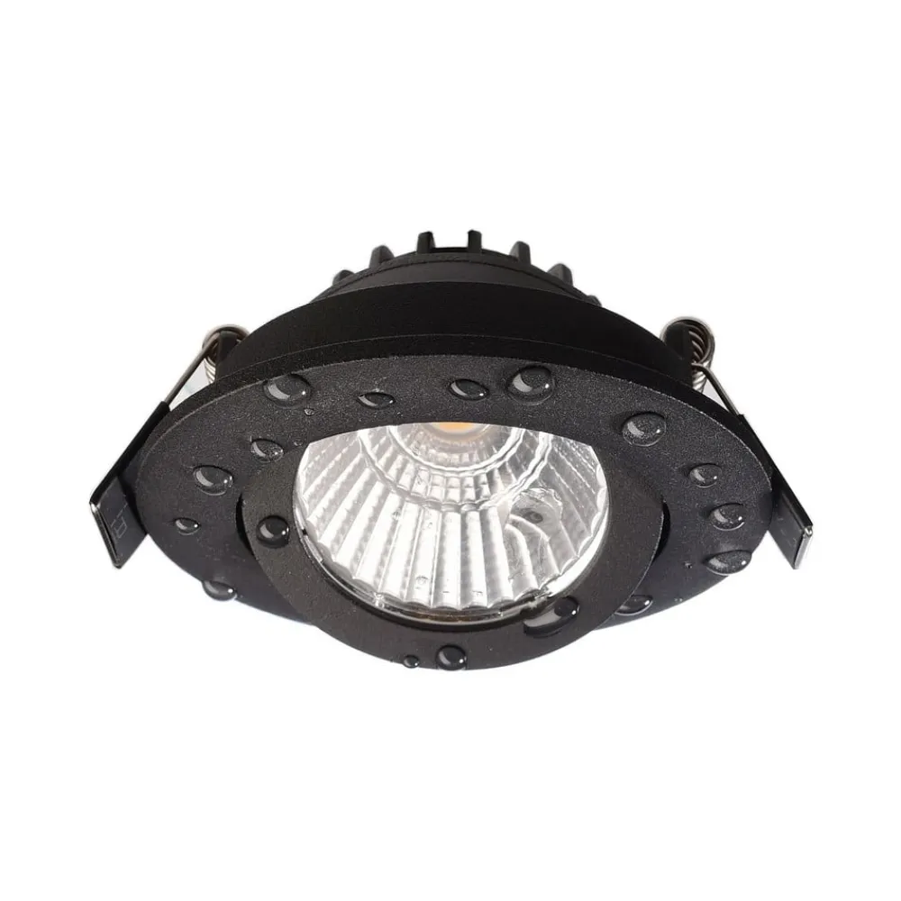 Deko-Light Indbygningsspots|Loftlamper > Forsænket loftlampe Dione, IP44, 2.700 K, sort, dæmpbar
