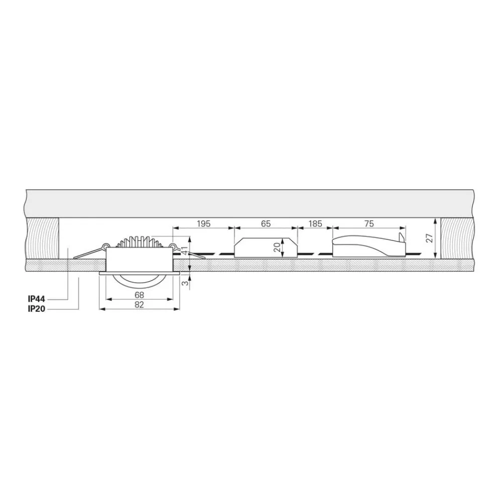 Deko-Light Indbygningsspots|Loftlamper > Forsænket loftlampe Dione, IP44, 2.700 K, sort, dæmpbar
