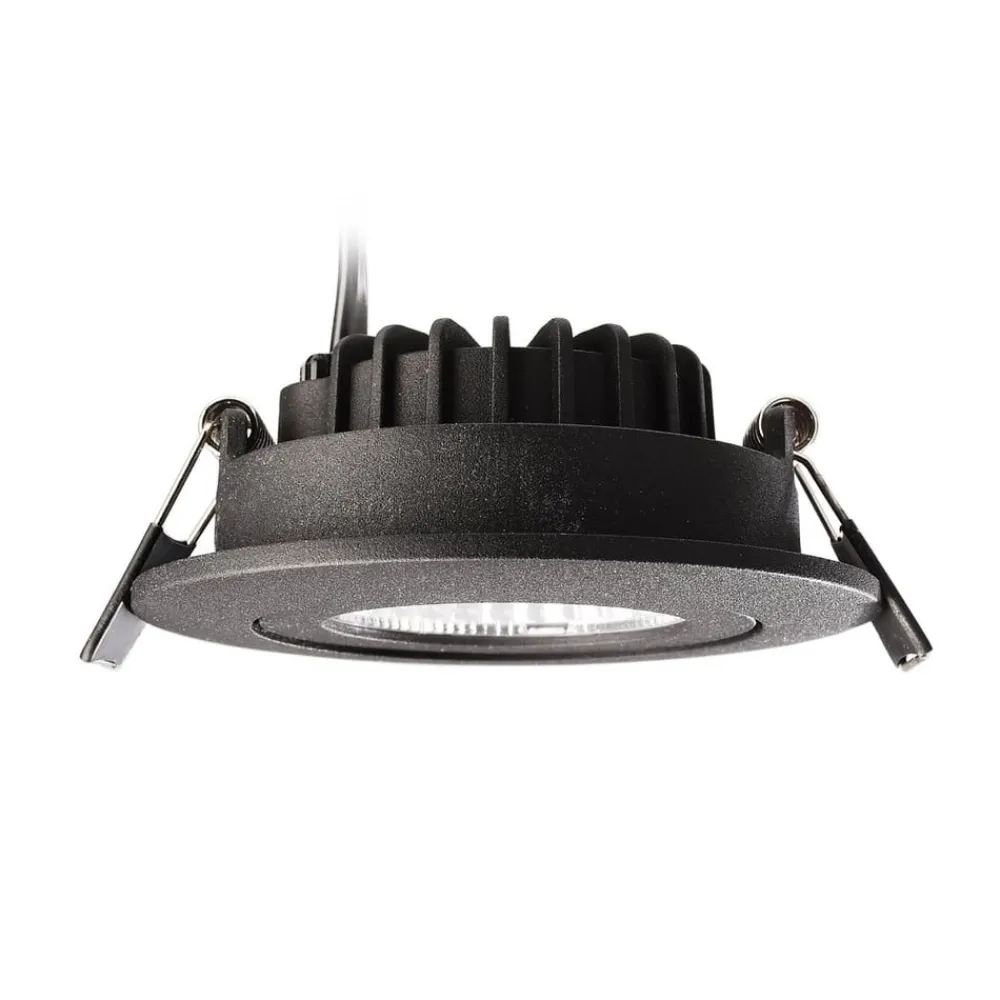 Deko-Light Indbygningsspots|Loftlamper > Forsænket loftlampe Dione, IP44, 2.700 K, sort, dæmpbar