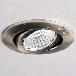 Loftlamper ^ Deko-Light Forsænket loftlampe Dione, IP44, 4.000 K, nikkel, dæmpbar