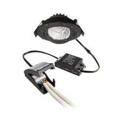 Loftlamper ^ Deko-Light Forsænket loftlampe Dione, IP44, sort, dæmpbar til varm