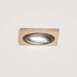 Lamkur Lighting Indbygningsspots > Forsænket loftlampe Tobby, 10 x 10 cm, egetræ, GU10