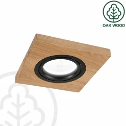 Lamkur Lighting Indbygningsspots > Forsænket loftlampe Tobby, 10 x 10 cm, egetræ, GU10