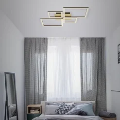 Loftlamper|Loftlamper ^ Briloner Frame LED-loftlampe, guld, dæmpbar, 4 lyskilder