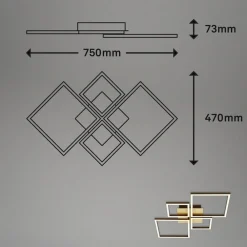 Loftlamper|Loftlamper ^ Briloner Frame LED-loftlampe, guld, dæmpbar, 4 lyskilder