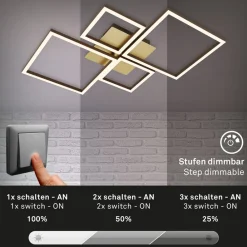 Loftlamper|Loftlamper ^ Briloner Frame LED-loftlampe, guld, dæmpbar, 4 lyskilder