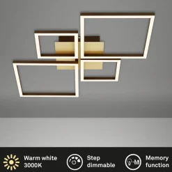 Loftlamper|Loftlamper ^ Briloner Frame LED-loftlampe, guld, dæmpbar, 4 lyskilder