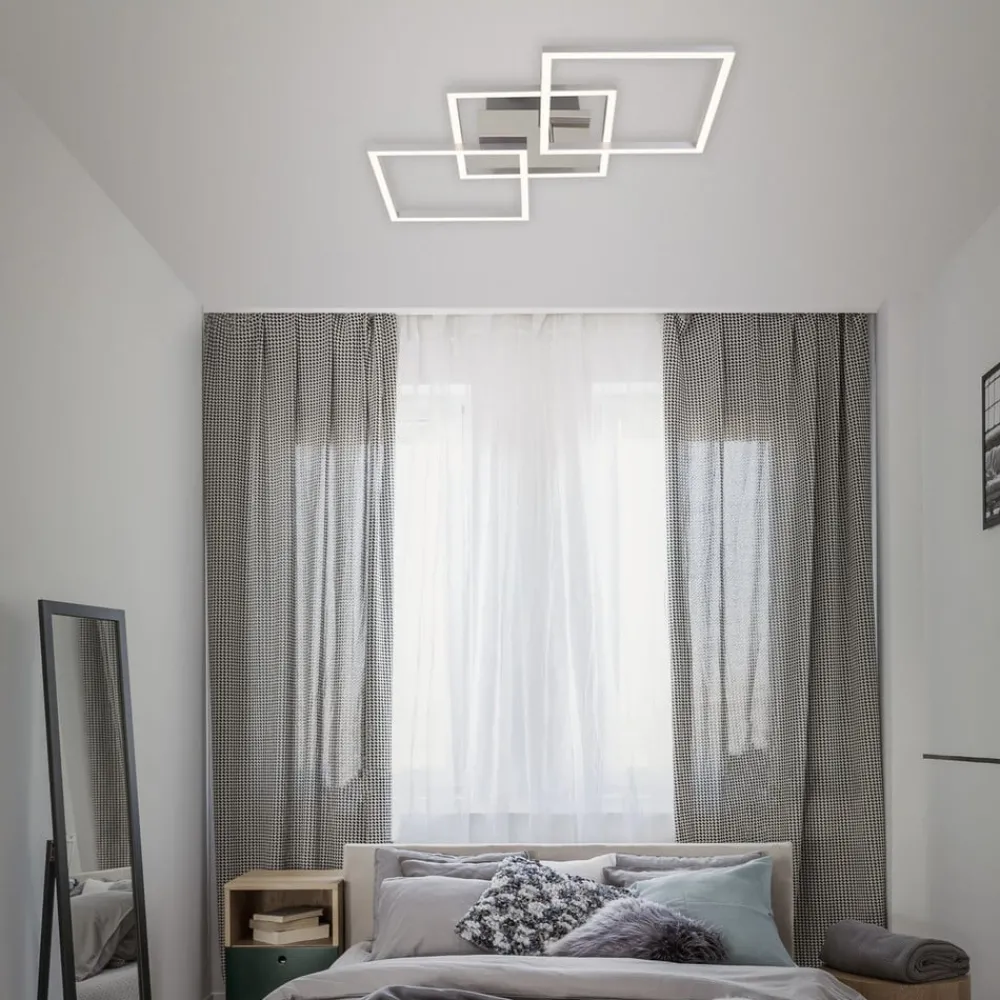 Briloner Loftlamper|Loftlamper > Frame LED-loftlampe, step-dim, krom-alu 76x37cm
