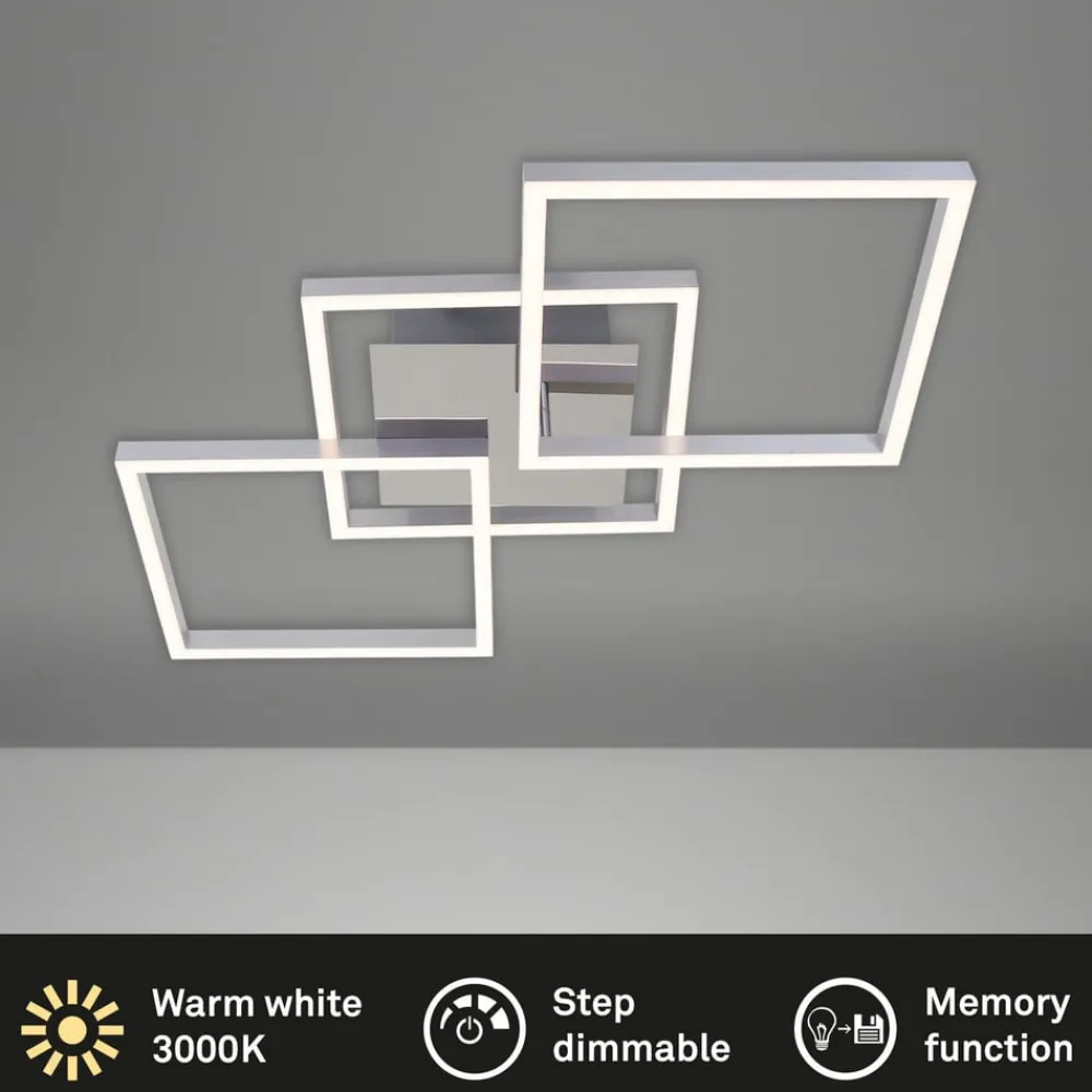 Briloner Loftlamper|Loftlamper > Frame LED-loftlampe, step-dim, krom-alu 76x37cm