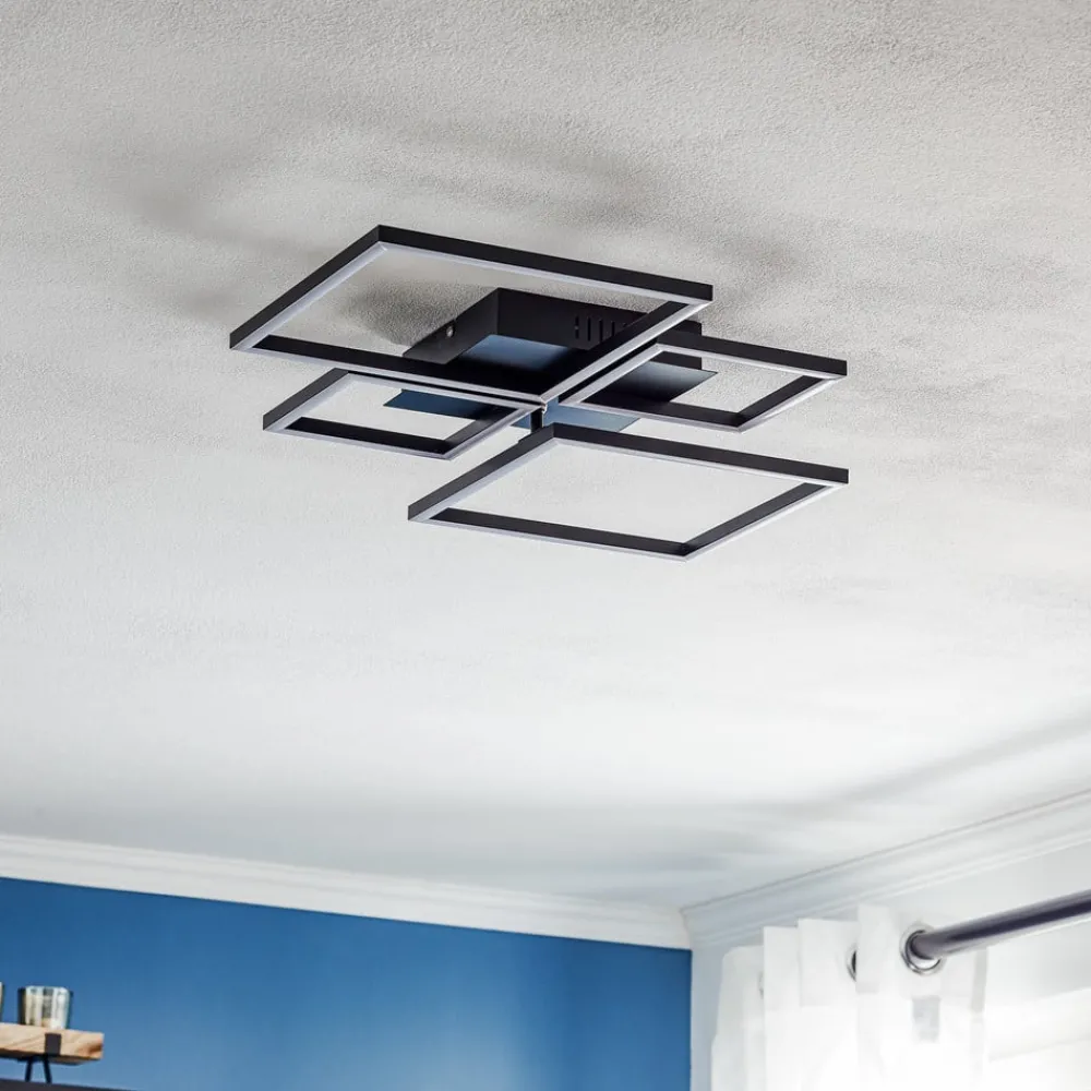 Loftlamper|Loftlamper ^ Briloner Frame LED-loftslampe, CCT, 4-lys, sort