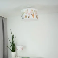 Duolla Loftlamper > Freddy hængelampe, Ø 35 cm, farverig, dyr, stof, E27