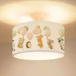Duolla Loftlamper > Freddy hængelampe, Ø 35 cm, farverig, dyr, stof, E27