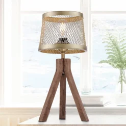 Bordlamper ^ JUST LIGHT. GmbH Frederik bordlampe i træ, trefod