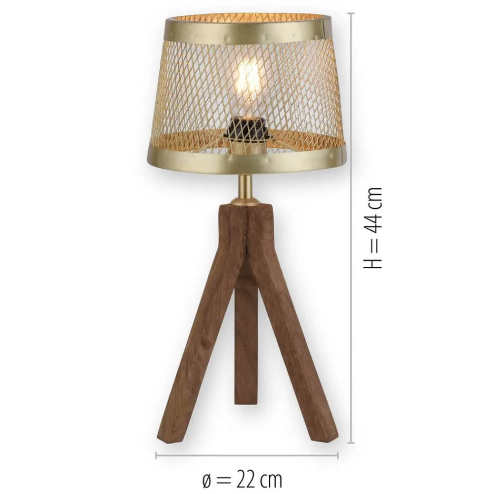 Bordlamper ^ JUST LIGHT. GmbH Frederik bordlampe i træ, trefod