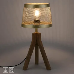 Bordlamper ^ JUST LIGHT. GmbH Frederik bordlampe i træ, trefod