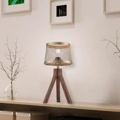 Bordlamper ^ JUST LIGHT. GmbH Frederik bordlampe i træ, trefod