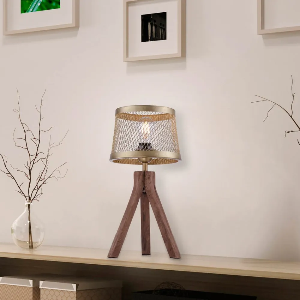 Bordlamper ^ JUST LIGHT. GmbH Frederik bordlampe i træ, trefod