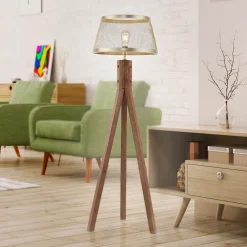 Gulvlamper|Gulvlamper ^ JUST LIGHT. GmbH Frederik gulvlampe i træ, trefod