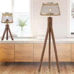 Gulvlamper|Gulvlamper ^ JUST LIGHT. GmbH Frederik gulvlampe i træ, trefod