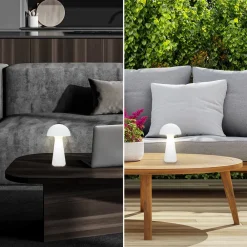 Briloner Dekorationsbelysning|Terrassebelysning > Fungo LED-bordlampe, genopladelig, hvid