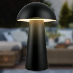 Dekorationsbelysning|Terrassebelysning ^ Briloner Fungo Mini LED-bordlampe, sort, touch, plast