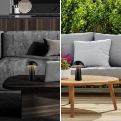 Dekorationsbelysning|Terrassebelysning ^ Briloner Fungo Mini LED-bordlampe, sort, touch, plast