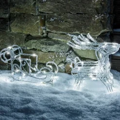 Julepynt|Julefigurer Udendørs ^ Konstsmide Christmas Funklende LED udendørs dekoration rensdyr med slæde