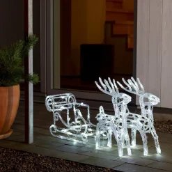 Julepynt|Julefigurer Udendørs ^ Konstsmide Christmas Funklende LED udendørs dekoration rensdyr med slæde