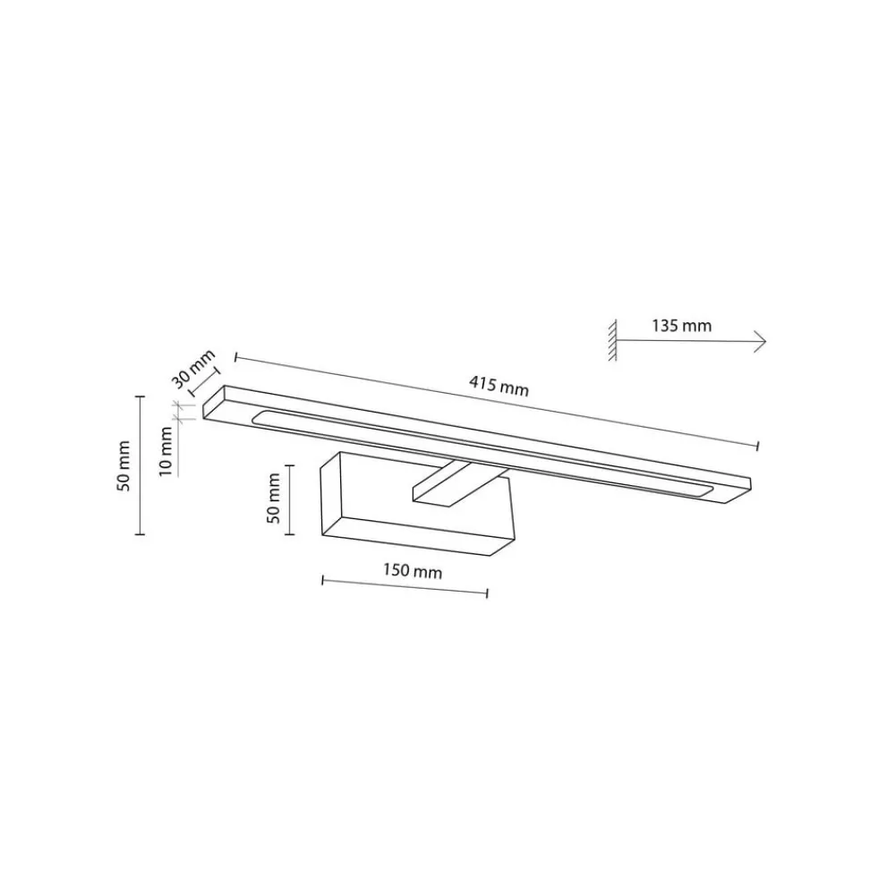 TK Lighting Væg- Og Spejllamper > Gallery LED-væglampe, sort, metalbredde 41,5 cm IP44