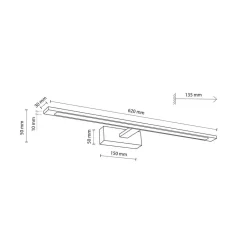 TK Lighting Væg- Og Spejllamper > Gallery LED-væglampe, sort, metal, bredde 62 cm, IP44