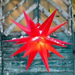STERNTALER Julepynt|Julelys Udendørs > Ganesha stjerne til udendørs brug, rød, 18 takker