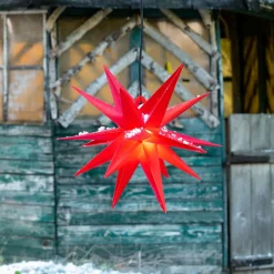 STERNTALER Julepynt|Julelys Udendørs > Ganesha stjerne til udendørs brug, rød, 18 takker