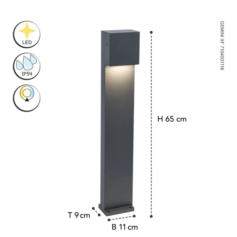 LUTEC Gadebelysning > Gemini FX LED-gadelampe, IP54, antracit