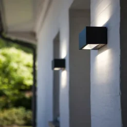 Væglamper ^ LUTEC Gemini udendørs LED-væglampe, 22 cm, 4.000K, antracit