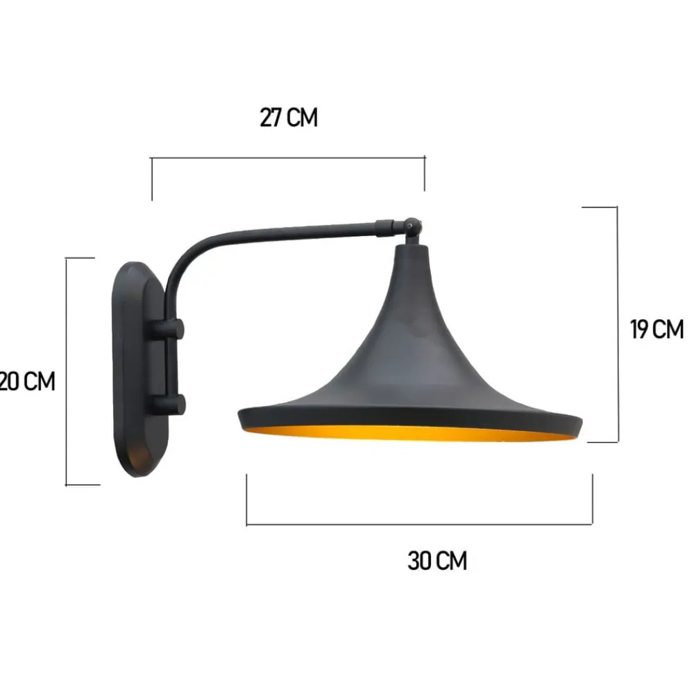 Væglamper ^ ROYALTECH Genish væglampe, sort, bredde 30 cm, metal, E27