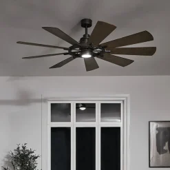 KICHLER Loftventilatorer > Gentry LED-loftventilator, hvid/mørk valnød